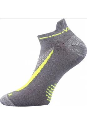 Ponožky krátké slabé REX 10 bavlněné ŠEDÉ se žlutou