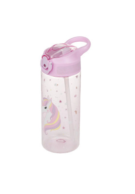 BAAGL Tritanová láhev na pití s brčkem Rainbow Unicorn 500 ml