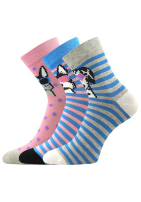 Ponožky dívčí LEY obrázkové MIX A s pejsky
